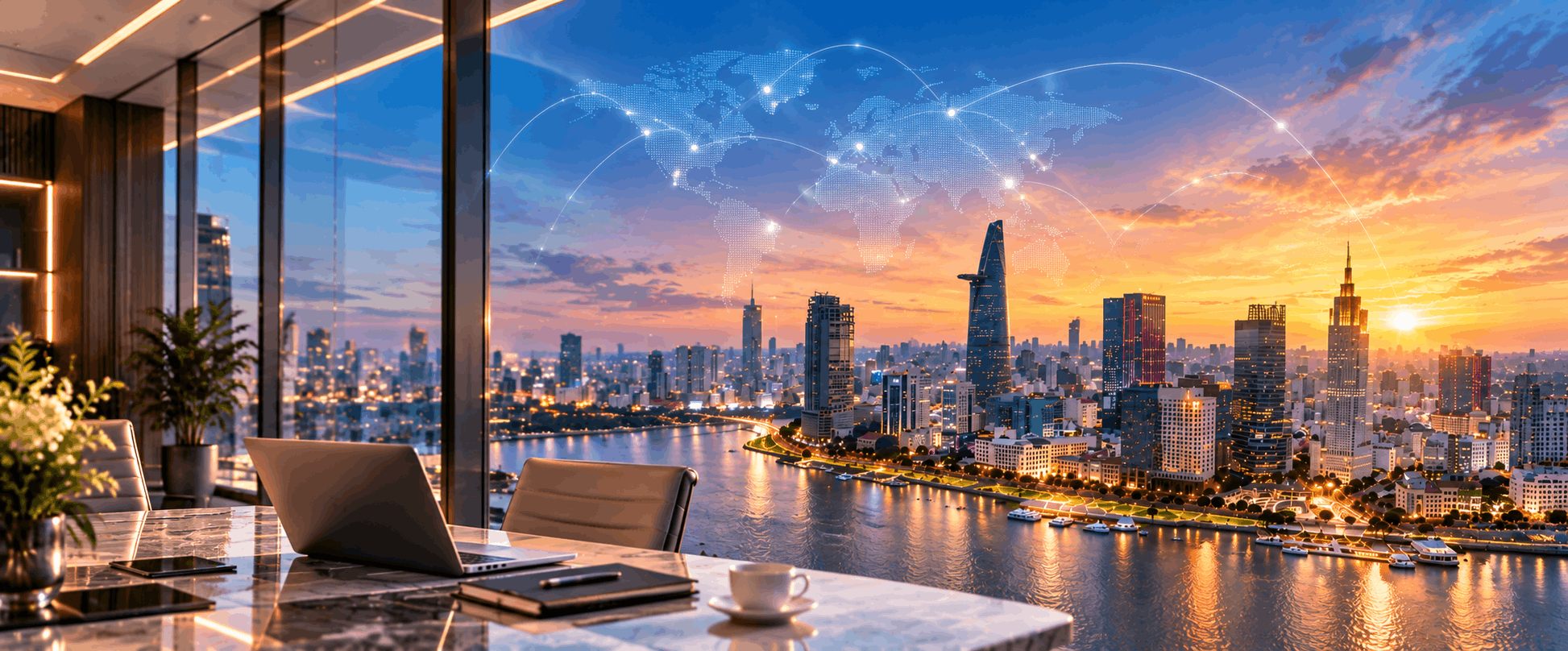 Global Connections Over Saigon Sunset 1
